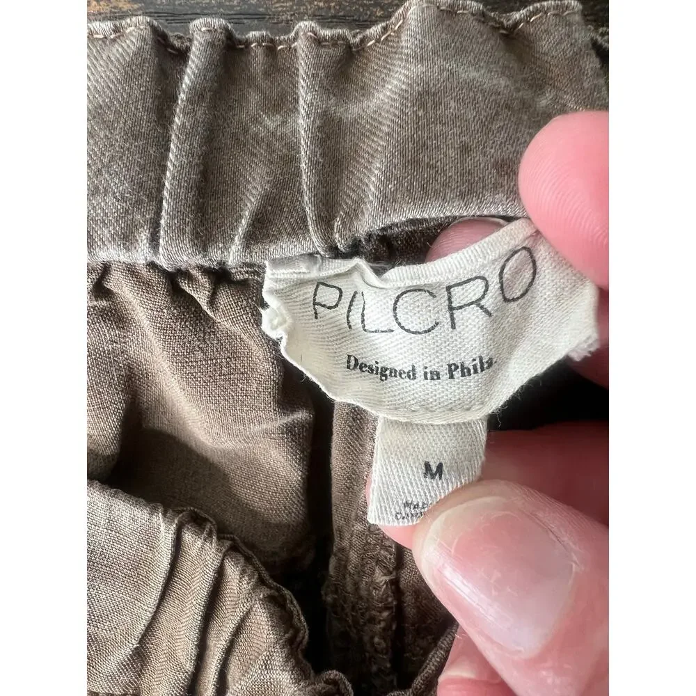 Pilcro Anthropologie Brown Linen‎ Blend Barrel Jogger Pants Brown Utility Boho M